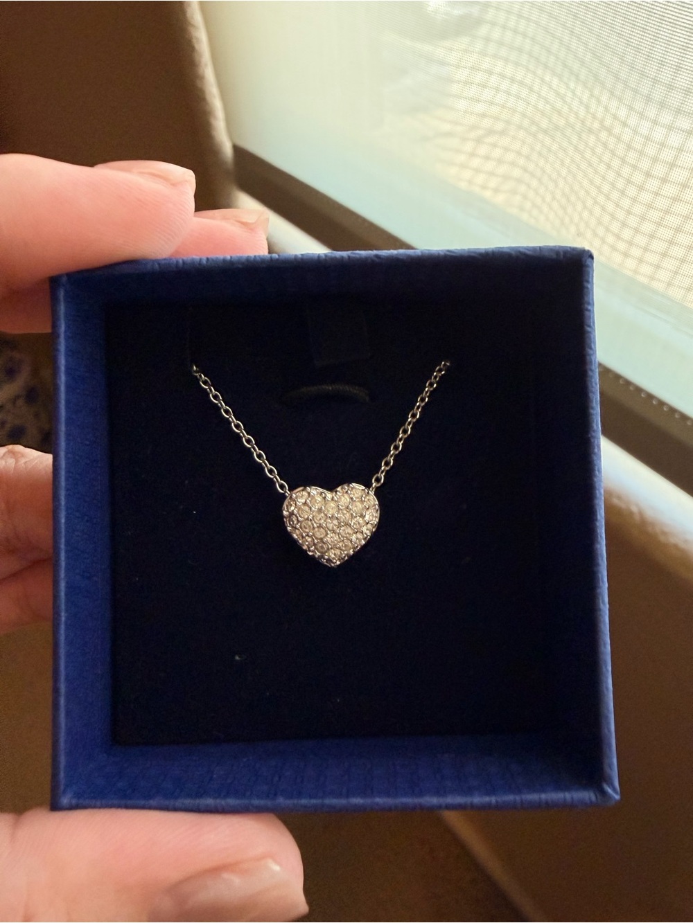 Swarovski Crystal Heart Necklace - Silver